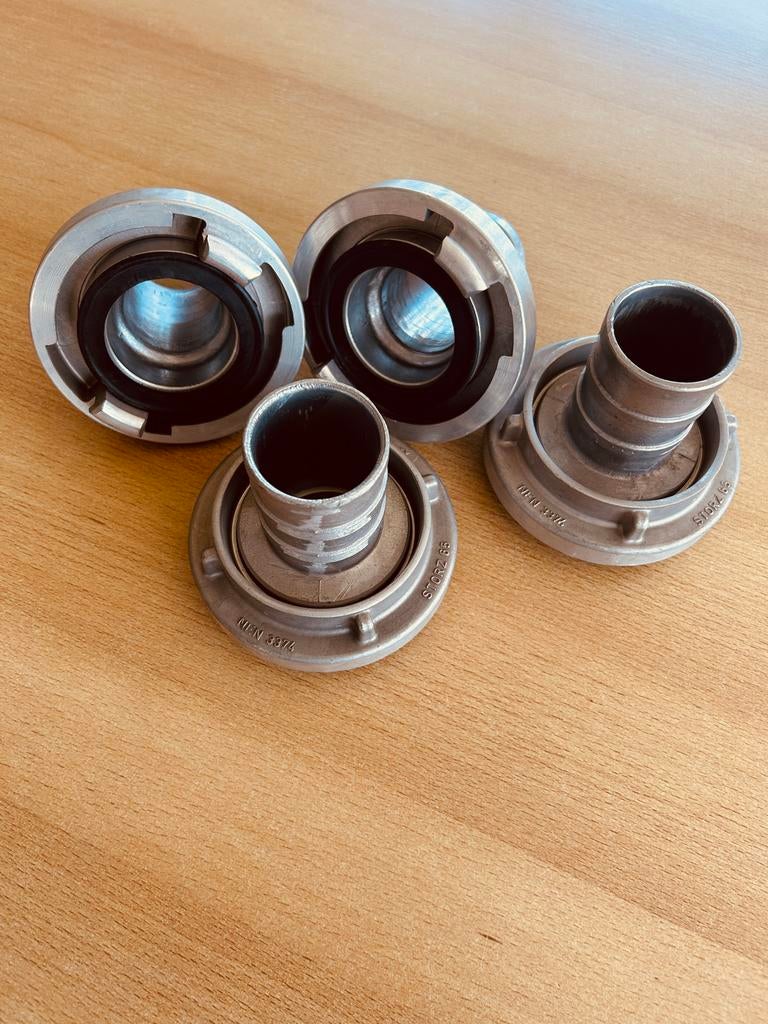Storz 65 Brandweer Koppelingen Aluminium (4 stuks), Gebruikt, Overige typen, 60 tot 80 mm, Aluminium