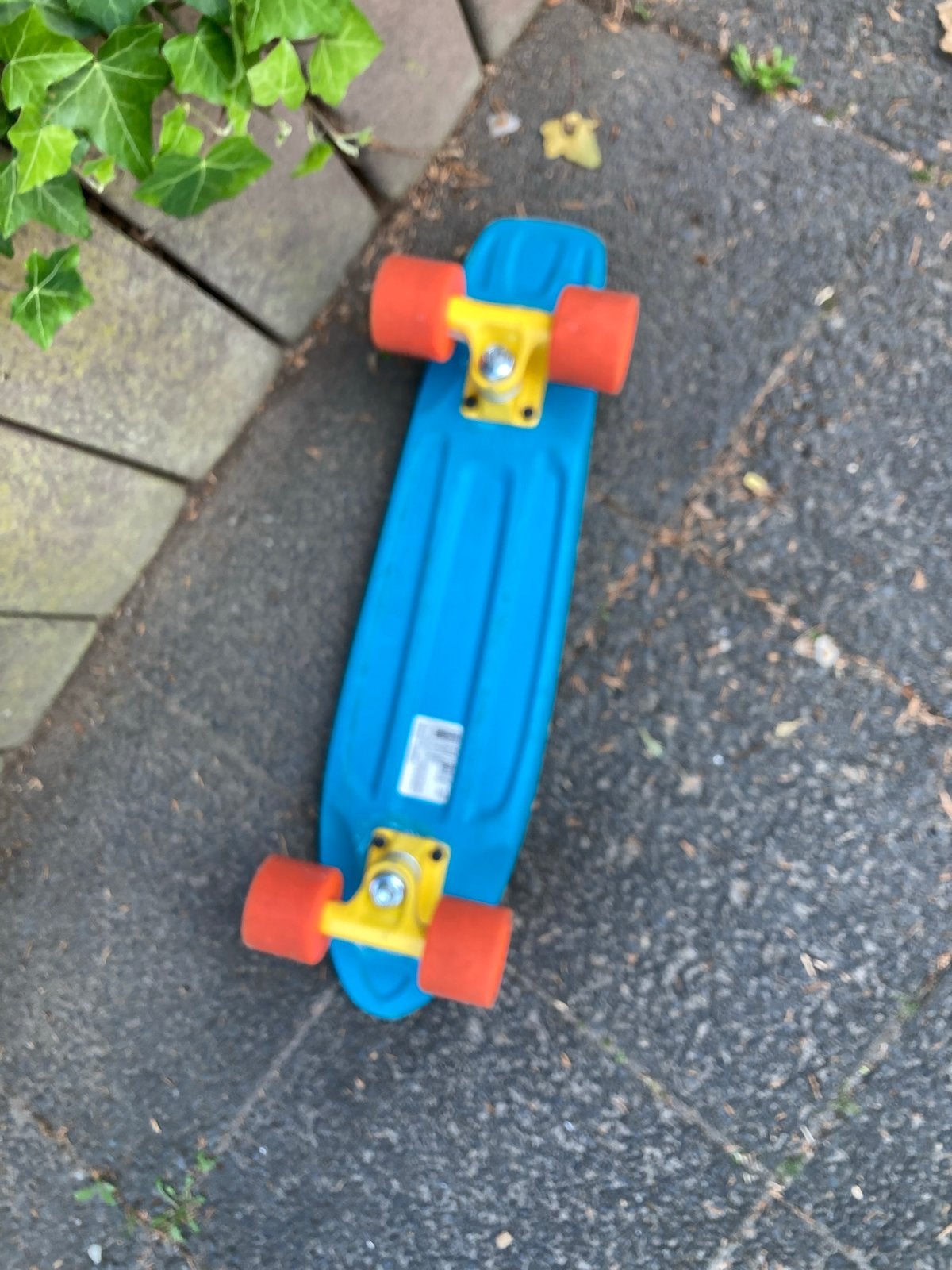 Oxelo Skateboard Blauw met Oranje Wielen, Ophalen of Verzenden, Gebruikt, Skateboard