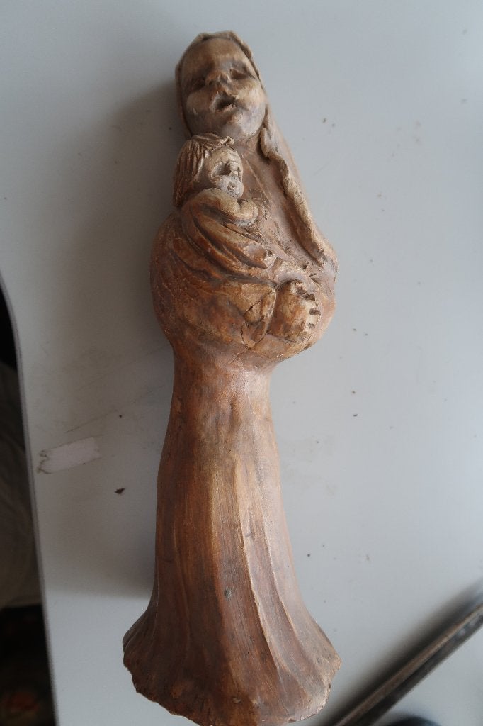 beeld,Maria met kind ,hoogte 29 cm, Ophalen of Verzenden, Handgemaakt, Steen of Keramiek, Beeld