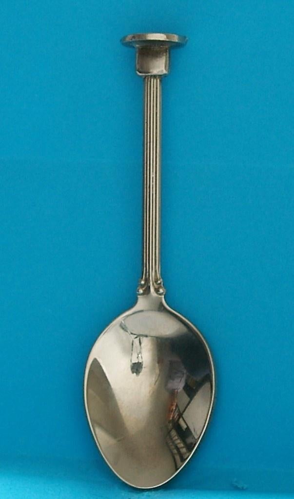 Verzilverde suikerlepel, Verzamelen, Ophalen of Verzenden, Gebruikt, Metaal, Bestek