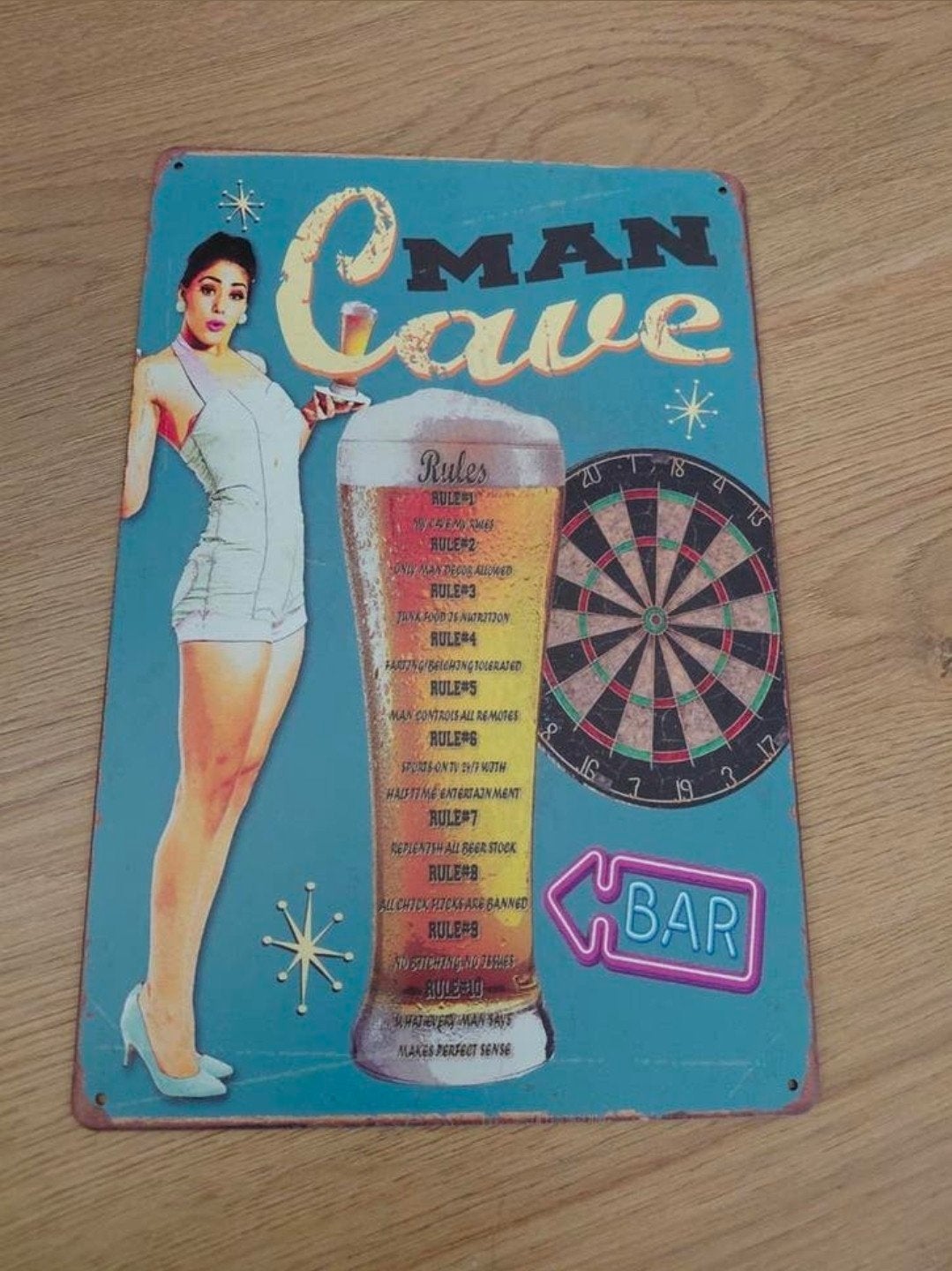 Man Cave metalen bier bord., Ophalen of Verzenden, Zo goed als nieuw, Reclamebord