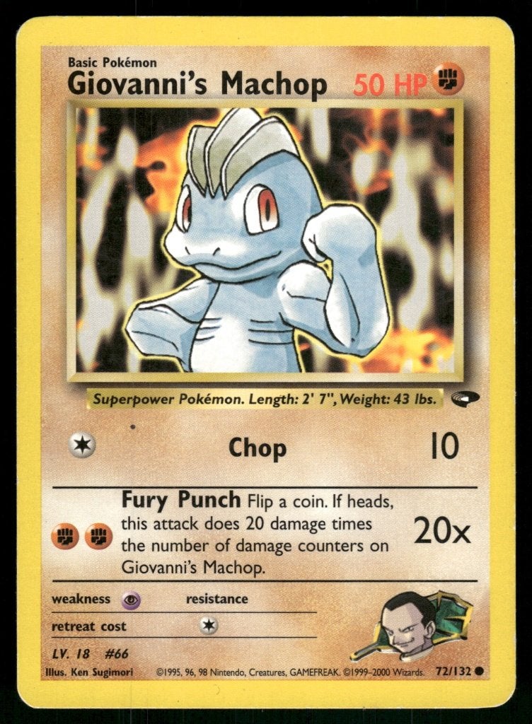 Giovanni's Machop 72/132 - Gym Challenge (EX), Verzenden, Gebruikt