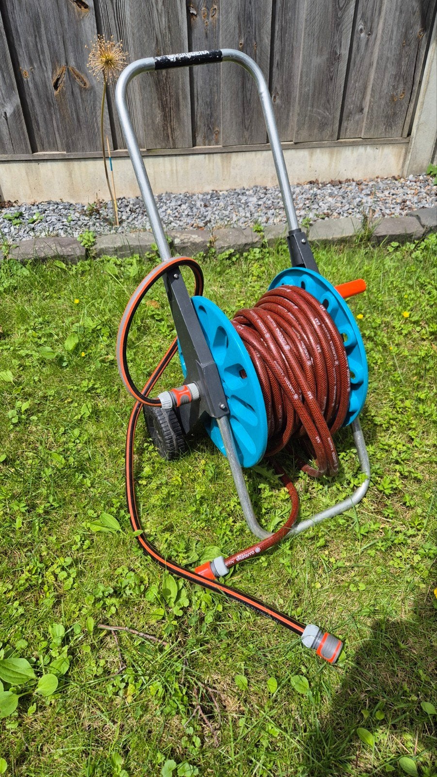 Gardena tuinslang op haspel 25 meter, Ophalen, Gebruikt, Tuinslanghaspel