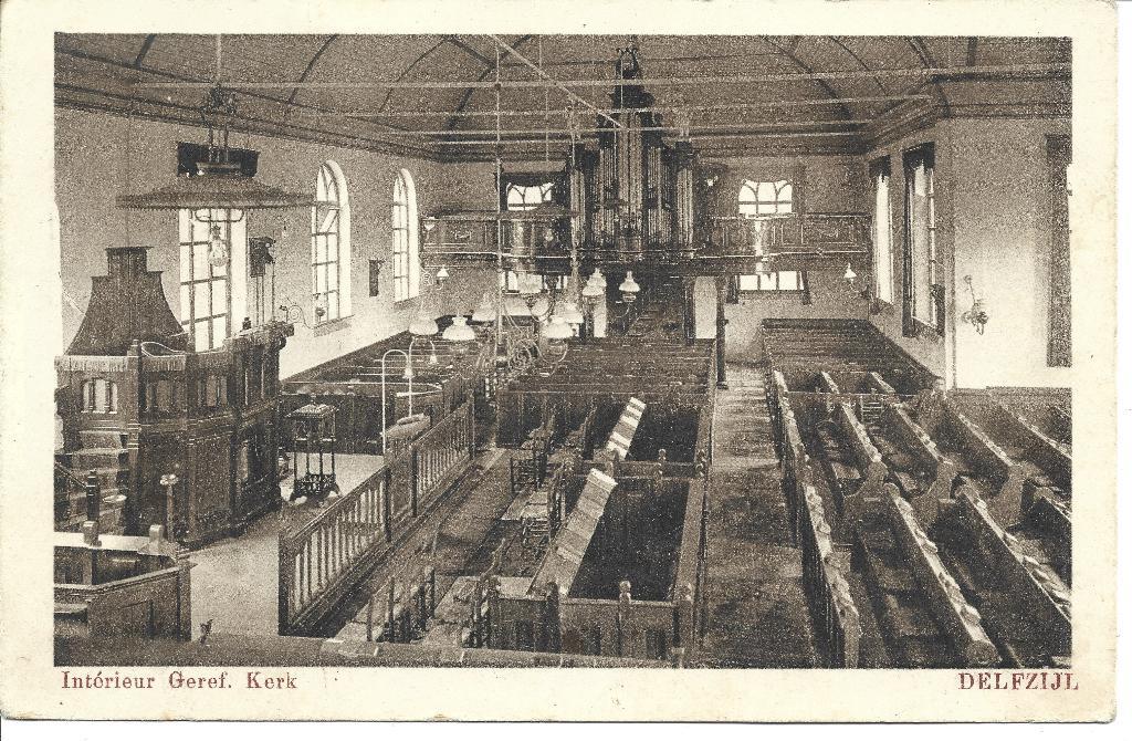 Delfzijl Geref Kerk interieur orgel, Ophalen of Verzenden, 1920 tot 1940, Gelopen, Groningen