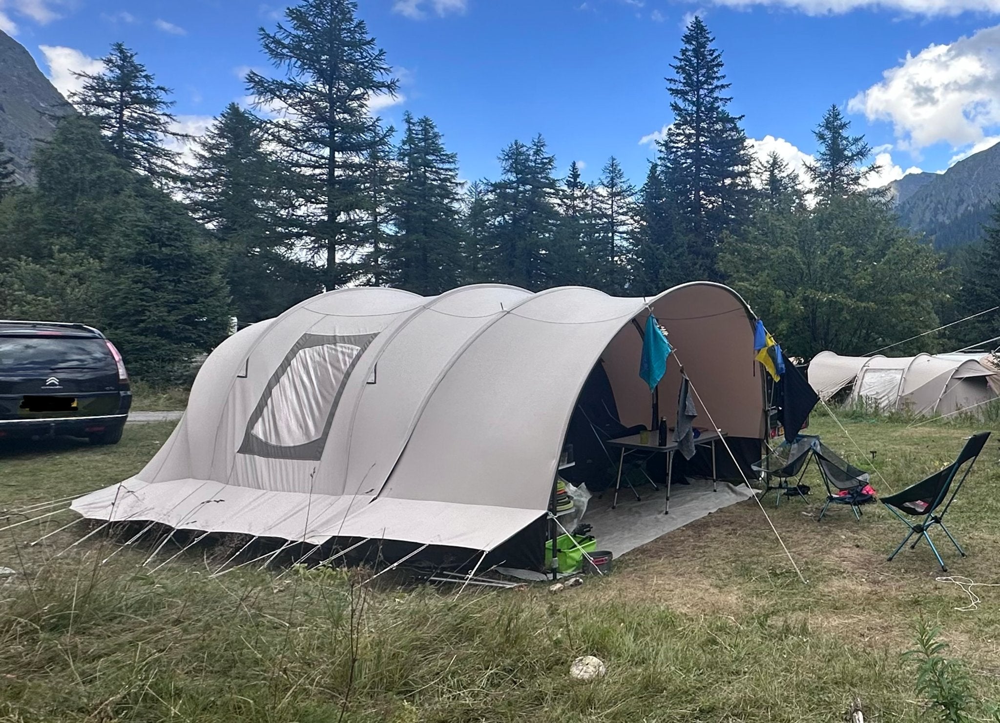 De Waard Bosuil met boogluifel en fleecetapijt, Caravans en Kamperen, Tenten, Ophalen, Gebruikt, Tot en met 4