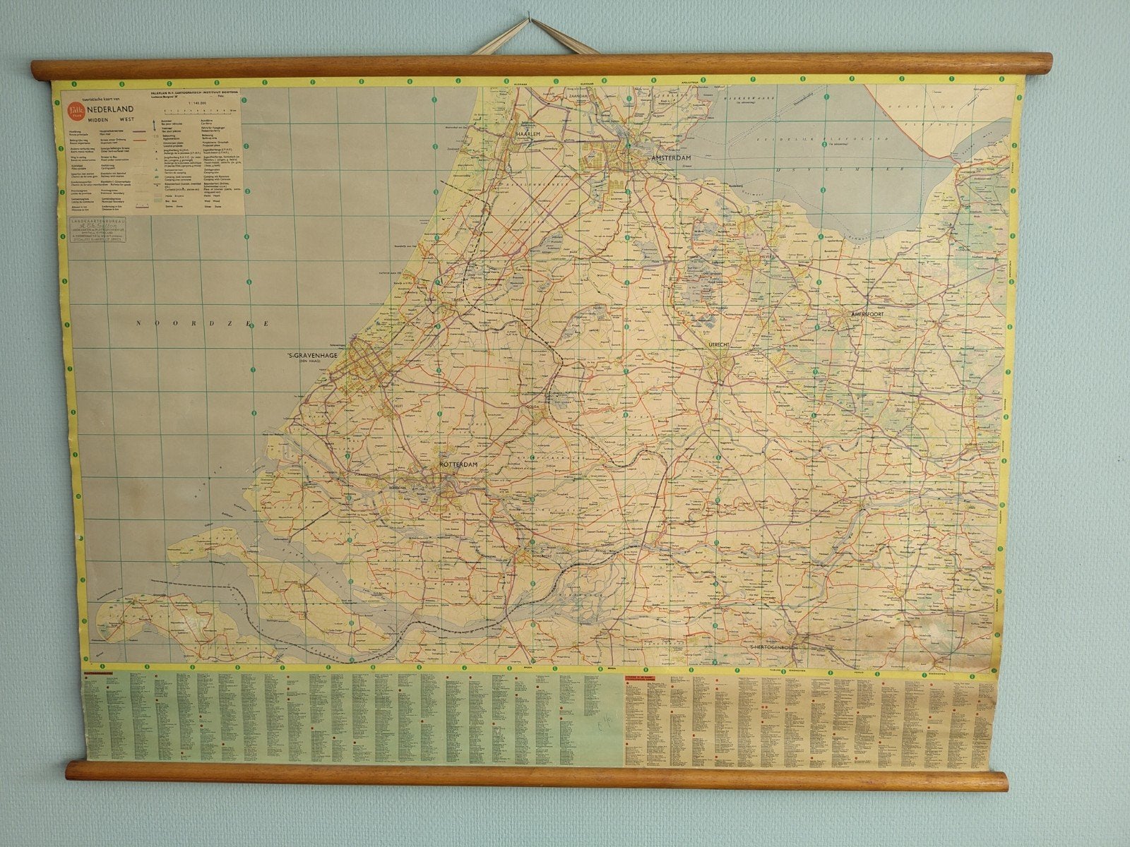 Vintage Falk Plan Nederland Midden West Wandkaart, Landkaart, Falk Plan, 1800 tot 2000, Nederland