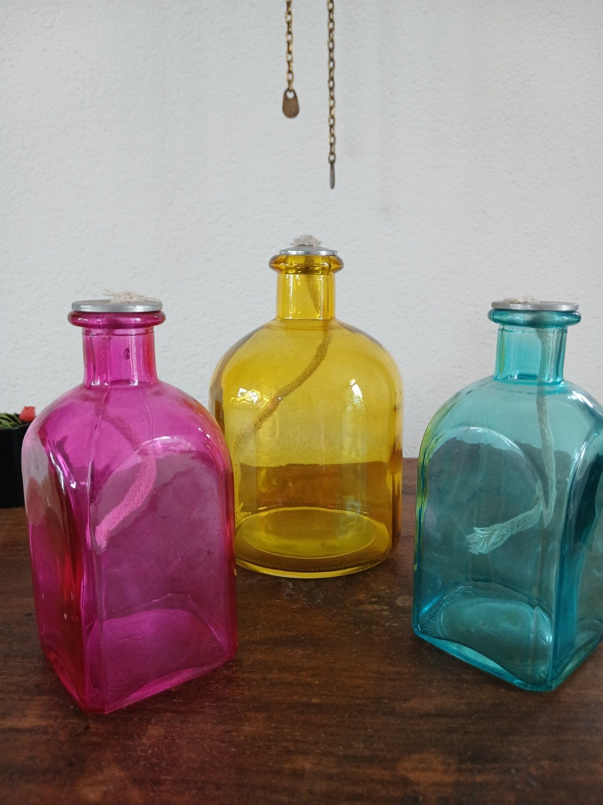 Set van 3 gekleurde olielampen met lonten, Ophalen of Verzenden, Nieuw