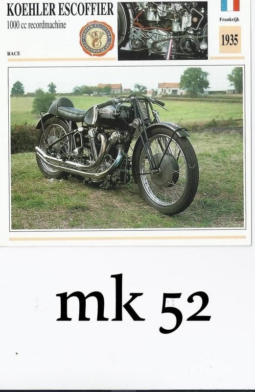 Mk52 motorkaart koehler escoffier 1000cc, Ophalen of Verzenden, Zo goed als nieuw, Motoren