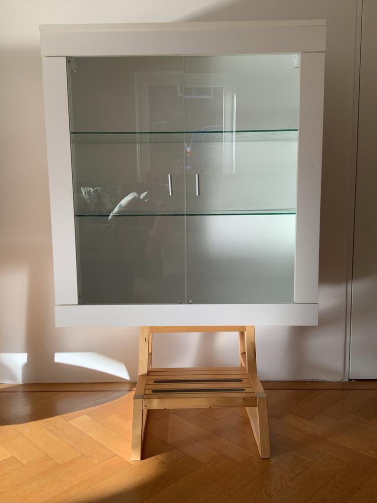 Vitrinekast voor aan de muur glas wit hout, Ophalen, Glas, 50 tot 100 cm, IKEA?