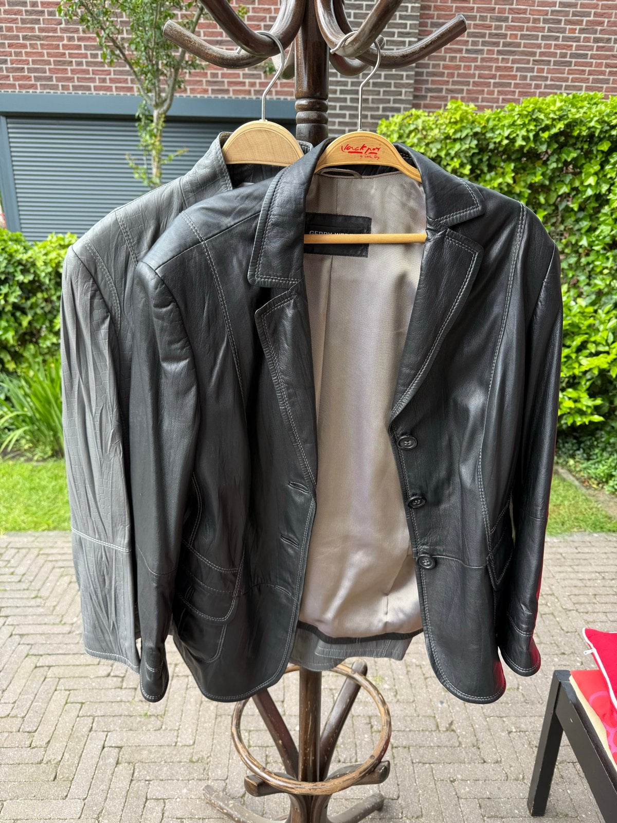 2 Gerry Weber Leren Jassen - Zwart en Grijs, Ophalen of Verzenden, Zo goed als nieuw, Maat 46/48 (XL) of groter, Zwart