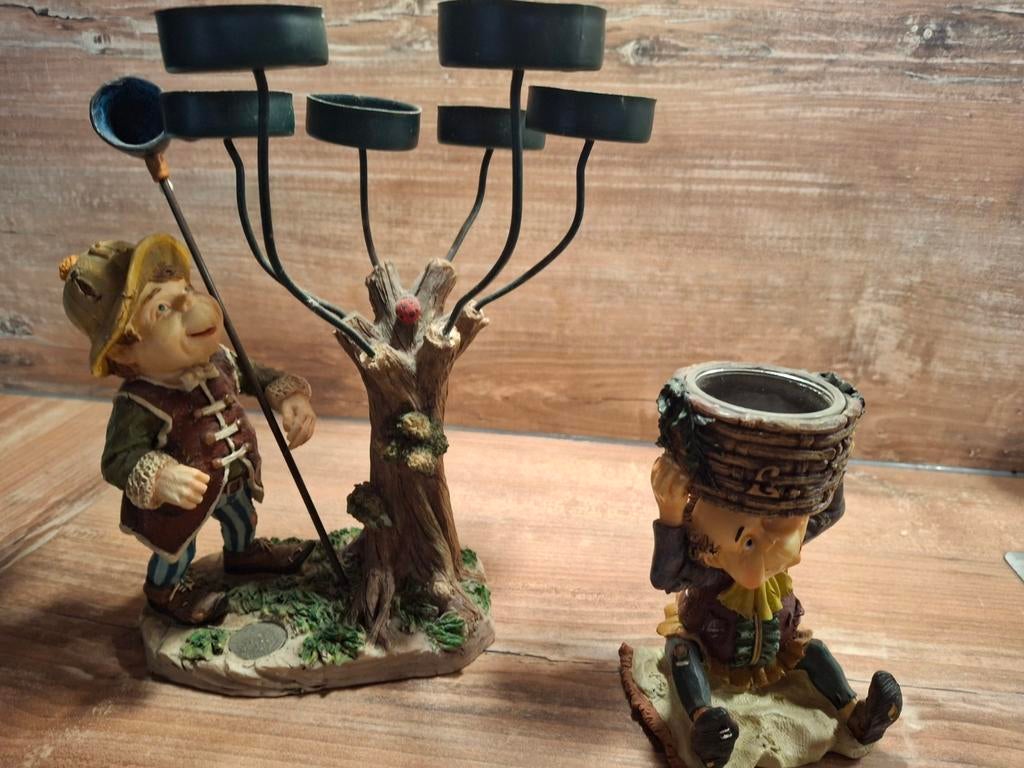 Set van 2 kabouter kandelaars - Uniek en sfeervol, Ophalen, Gebruikt