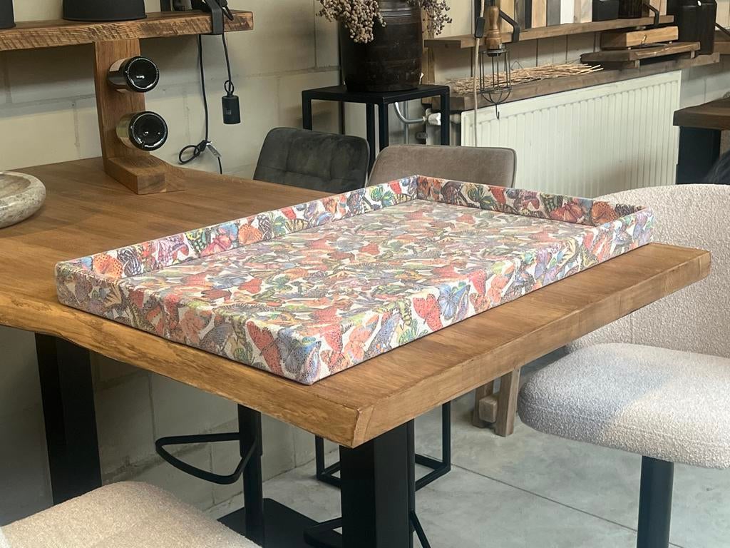 Dienblad Italiaans runderleer vlinders 50x80, Huis en Inrichting, Woonaccessoires | Dienbladen, Nieuw, Overige materialen, Rechthoekig