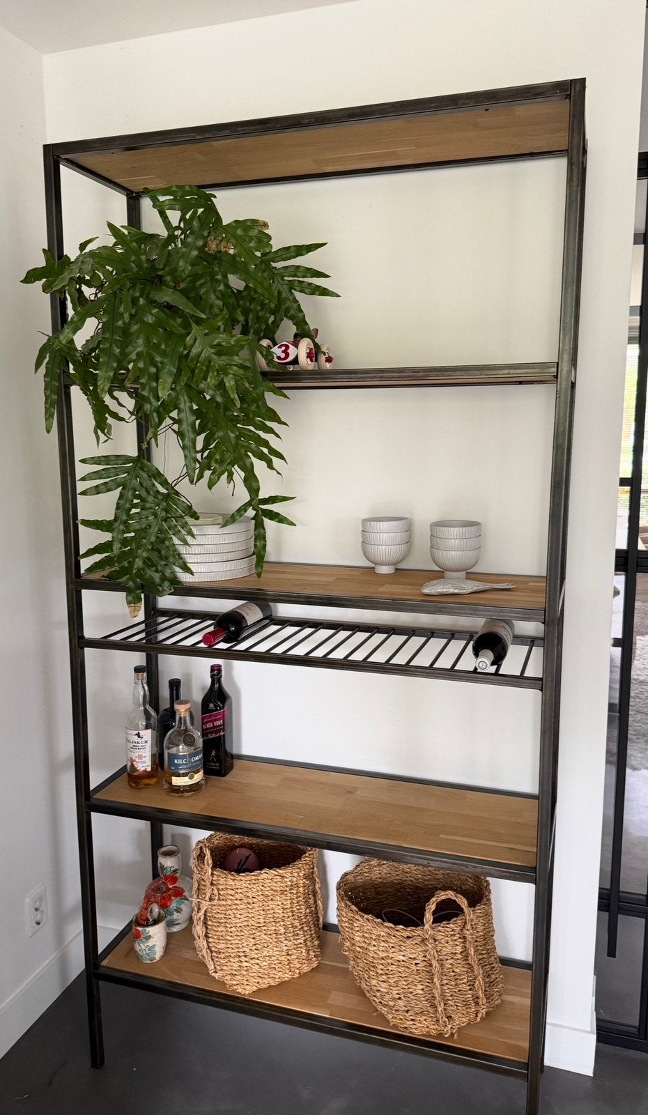 Stalen kast met wijnrek 220 x 110 x 35, Ophalen, Gebruikt