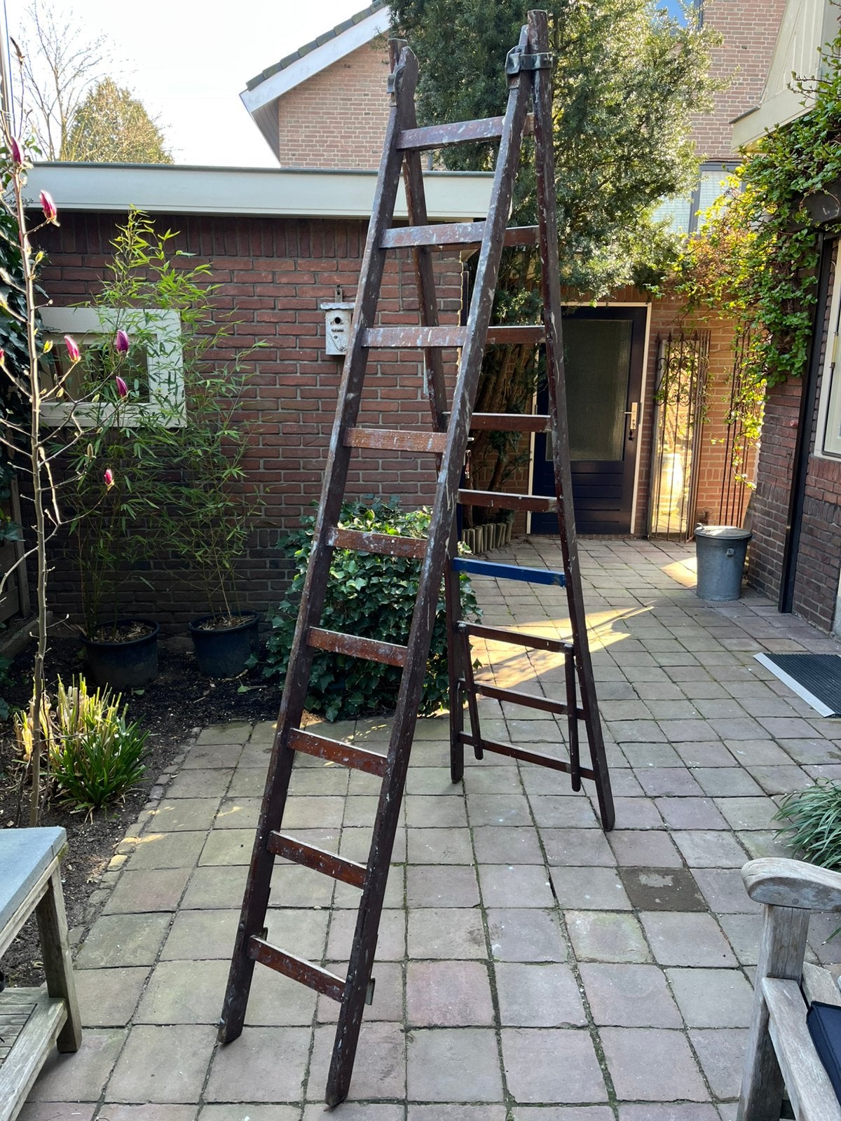 Houten schildersladder, Doe-het-zelf en Verbouw, Ladders en Trappen, Ophalen, Gebruikt, Ladder, Minder dan 2 meter