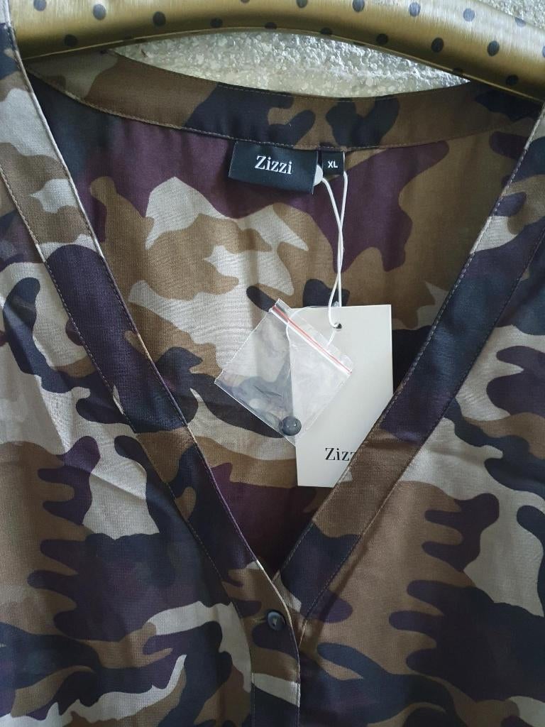 Camo semi transparante ZIZZI blouse maat XL (54/56), Verzenden, Nieuw, Groen, Blouse of Tuniek