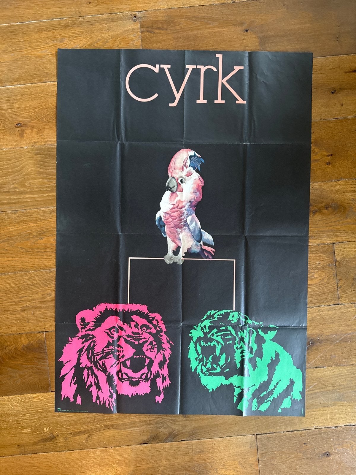 Origineel CYRK affiche - Papagaai met leeuw en tijger, Verzamelen, Deurposter of groter, Ophalen of Verzenden, Overige onderwerpen