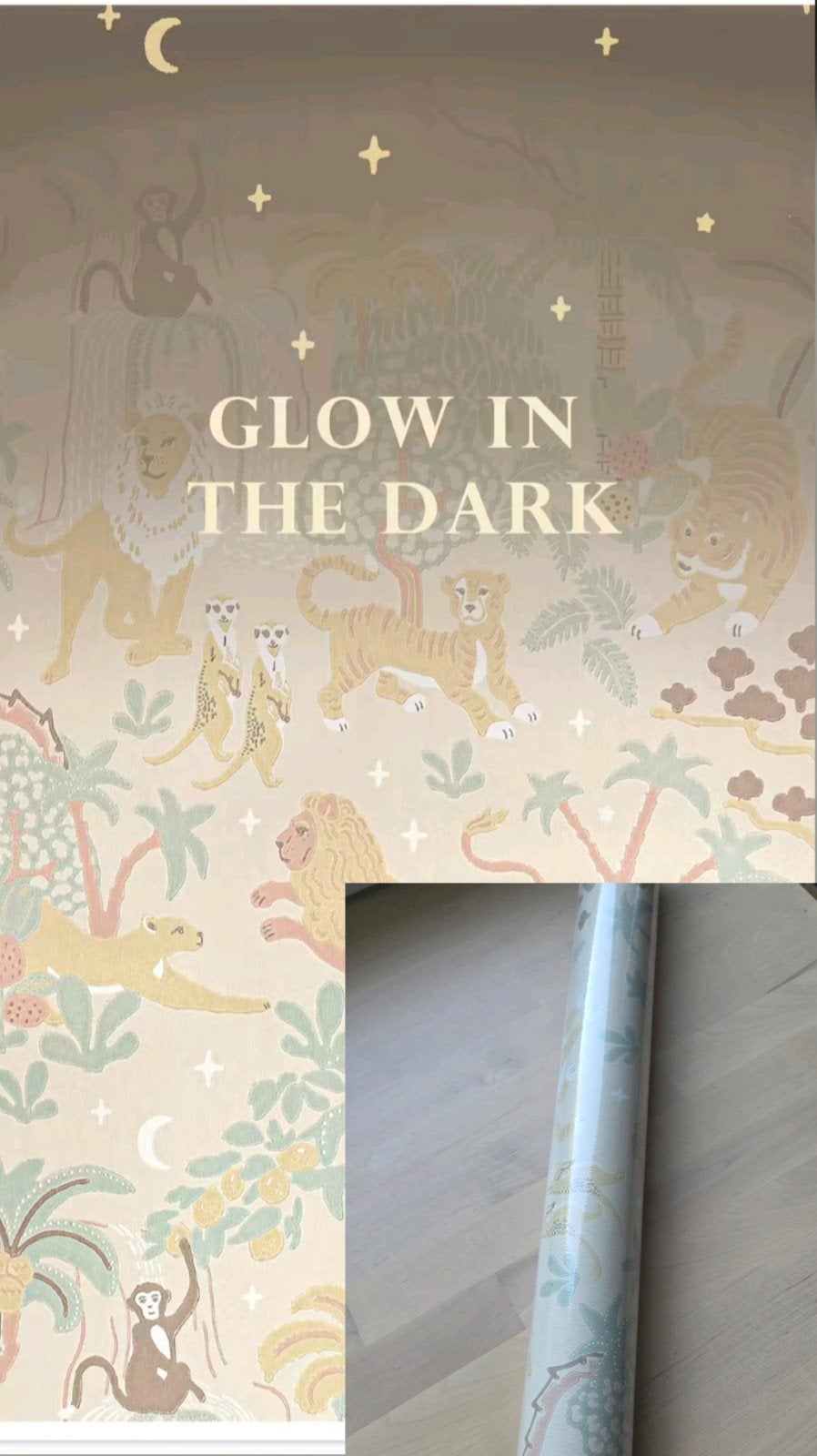1 rol Majvillan's Glow in the dark jungle behang, Minder dan 4 cm, Overige materialen, Nieuw, 5 tot 10 m²