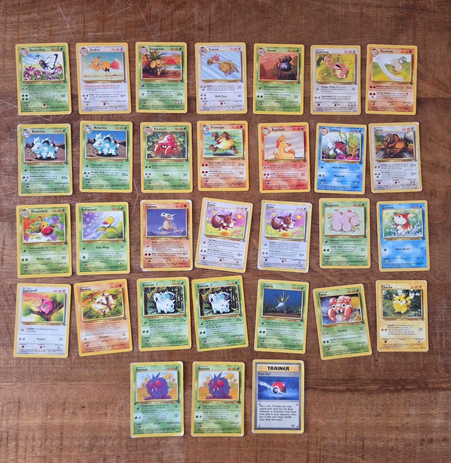 Jungle Pokémon (un)commons - los of als set (PL/GD), Ophalen of Verzenden, Zo goed als nieuw, Meerdere kaarten