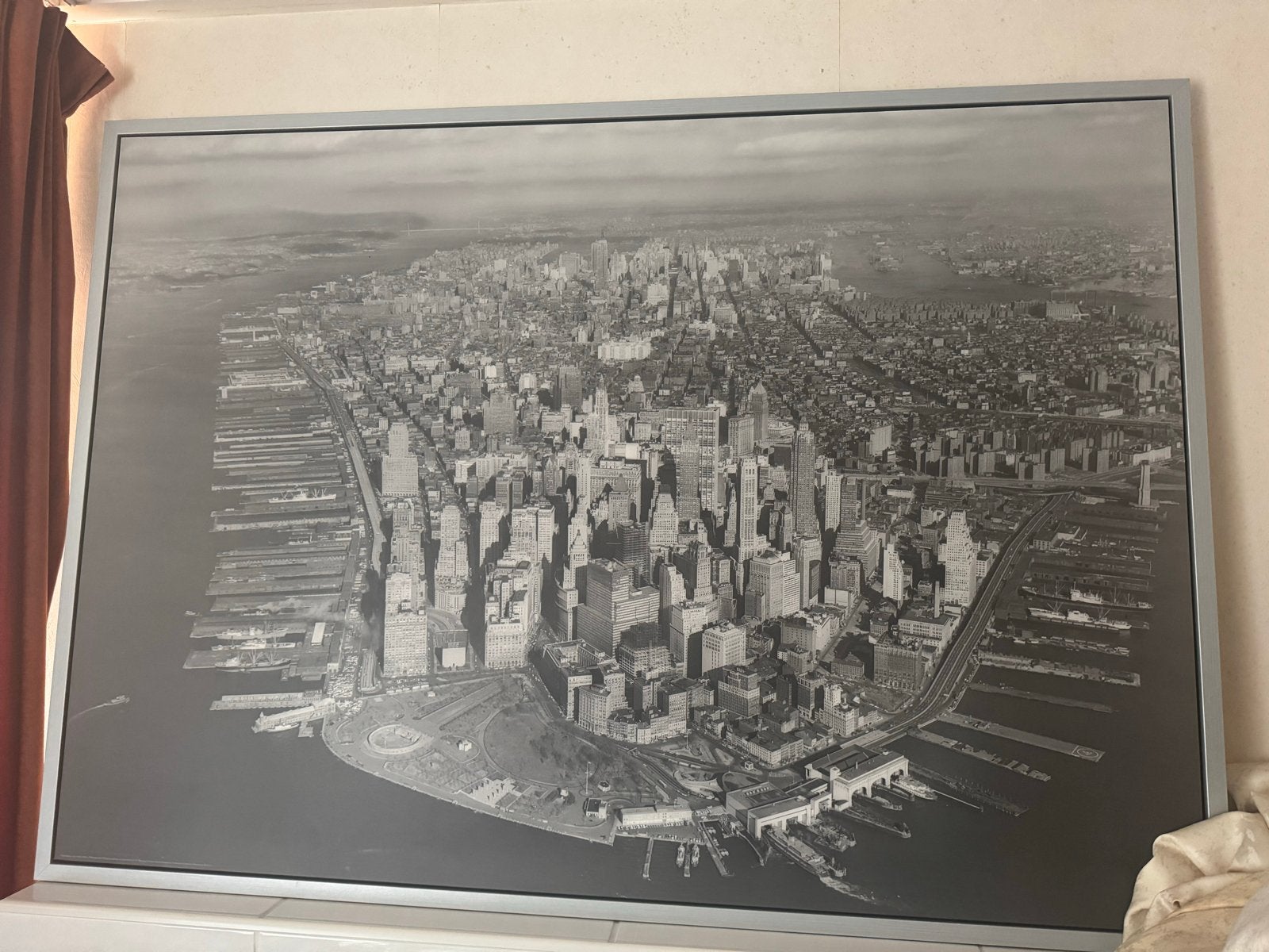Grote New York skyline foto met lijst (Ikea) 140x100 cm, Ophalen, 125 cm of meer, Zo goed als nieuw, Foto of Poster