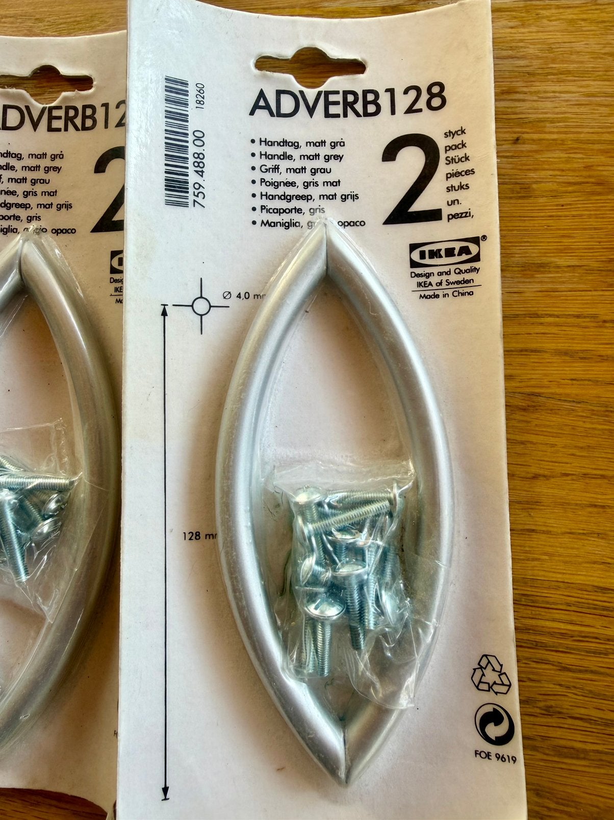 5x IKEA ADVERB 128 Handgreep Mat Grijs (10 stuks nieuw), Nieuw, Ophalen of Verzenden, Minder dan 25 cm, Minder dan 100 cm