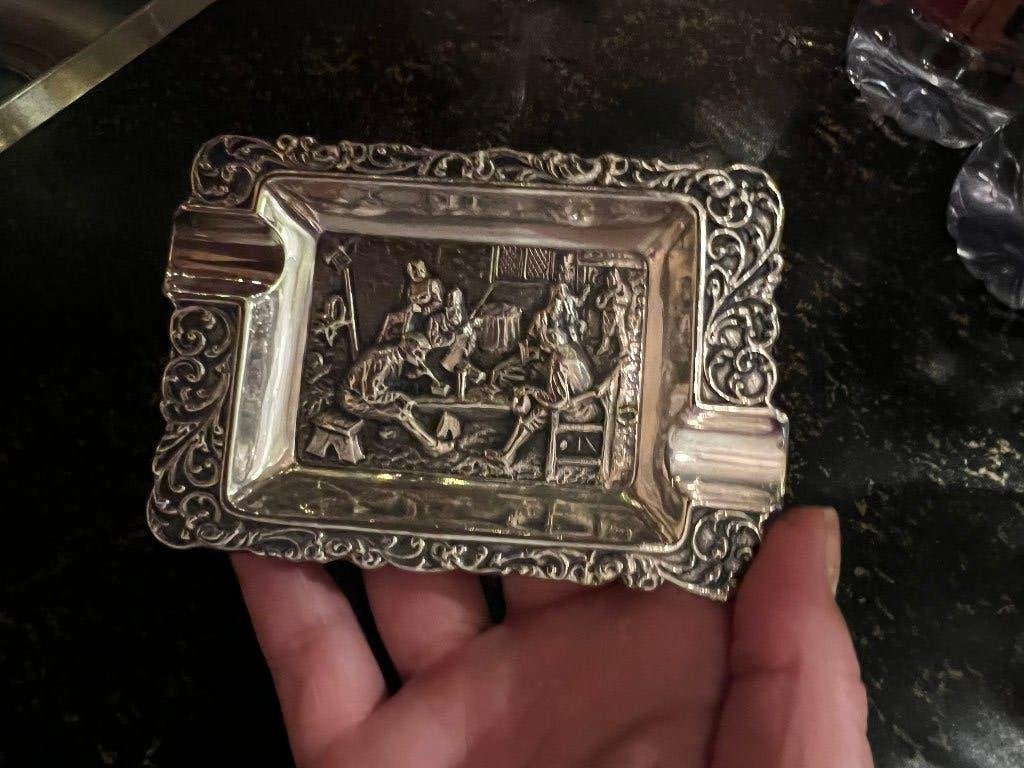 zilverkleurige vintage asbak, Ophalen of Verzenden
