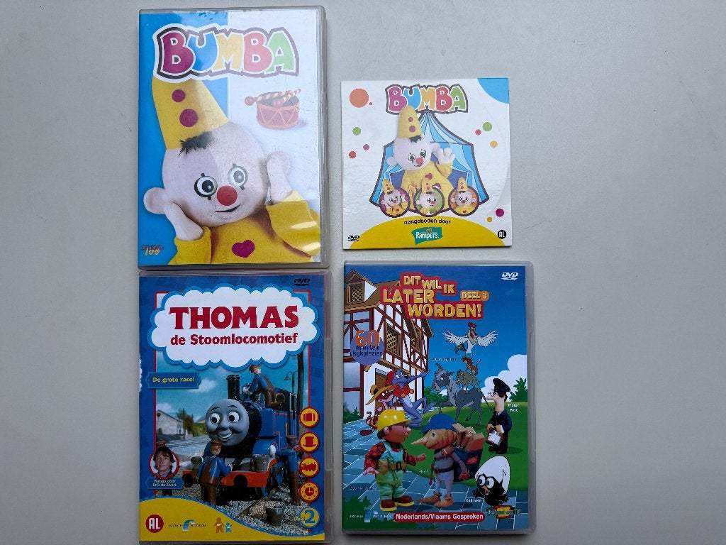 4 kinder dvd's, Alle leeftijden, Ophalen of Verzenden, Zo goed als nieuw, Poppen