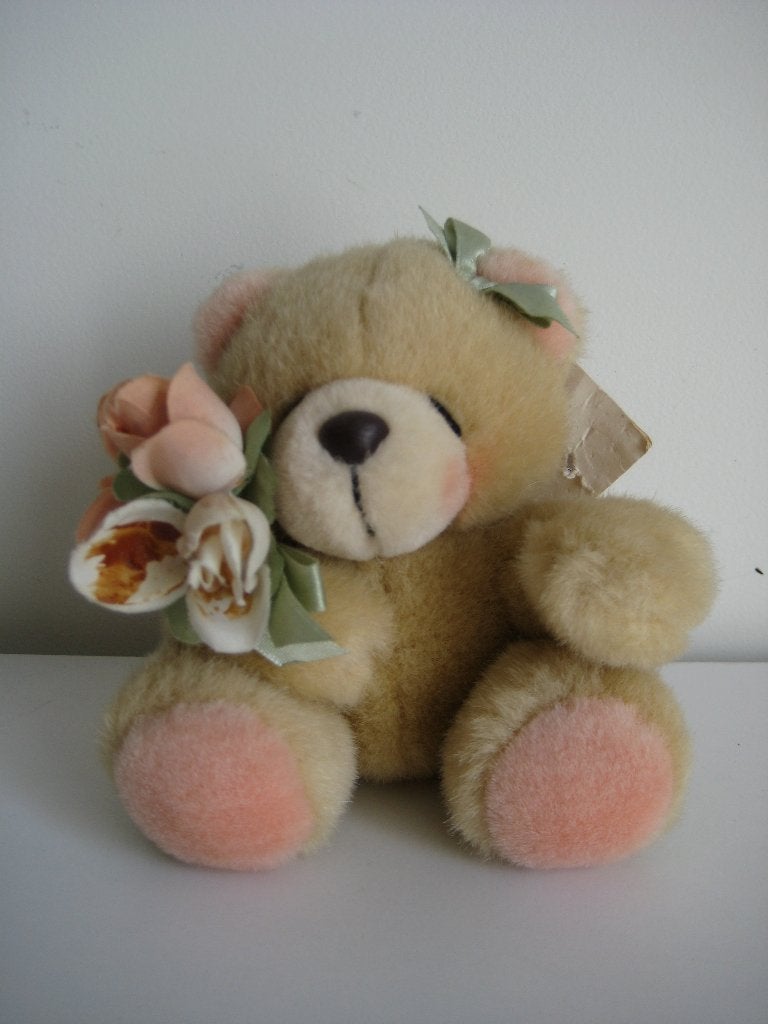 Forever Friends schattig beertje met bloemen+strikje 13 cm, Ophalen of Verzenden, Zo goed als nieuw, Stoffen beer, Forever Friends