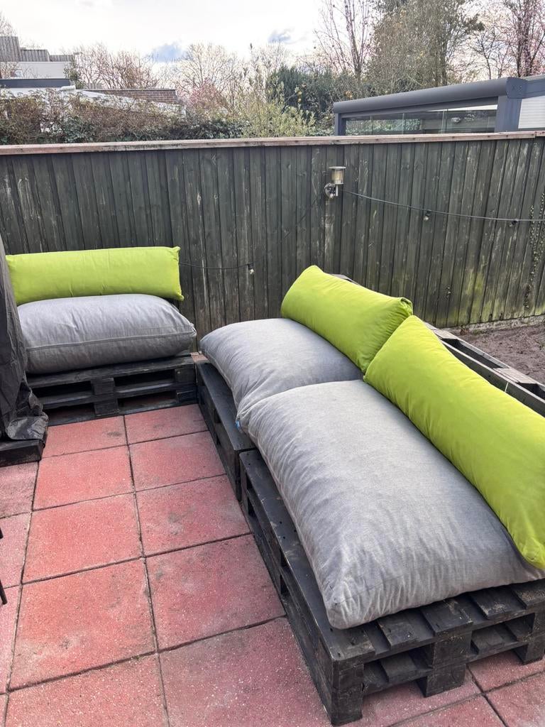 Lounge kussens tbv  pallet bank (3 sets), Tuin en Terras, Tuinmeubel-accessoires, Ophalen, Zo goed als nieuw