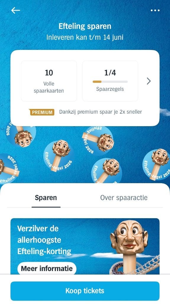 AH Efteling spaarzegels 10 volle kaarten, Albert Heijn, Ophalen of Verzenden