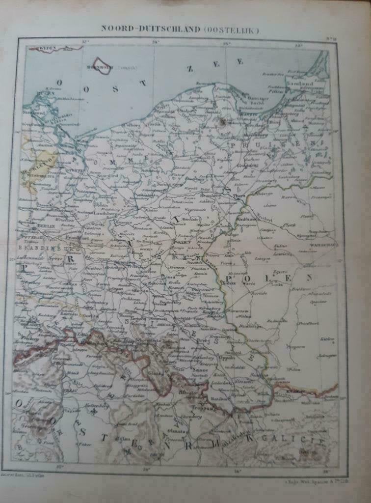 11 / Litho van J. Kuyper uit 1880 van Noord Oost Duitsland, Antiek en Kunst, Kunst | Litho's en Zeefdrukken, Ophalen of Verzenden