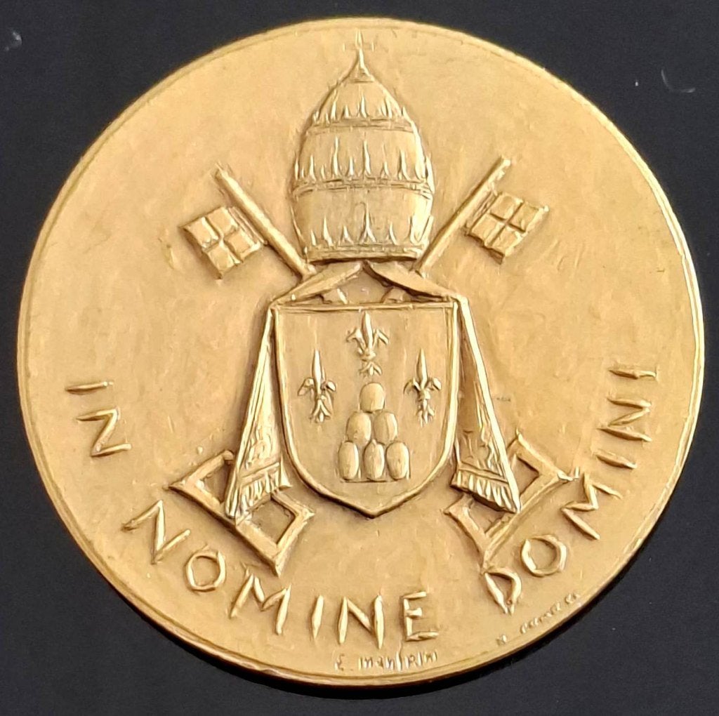 Vaticaan Penning Brons Verguld Paus Paulus VI (1963-1978), Ophalen of Verzenden, Brons, Buitenland