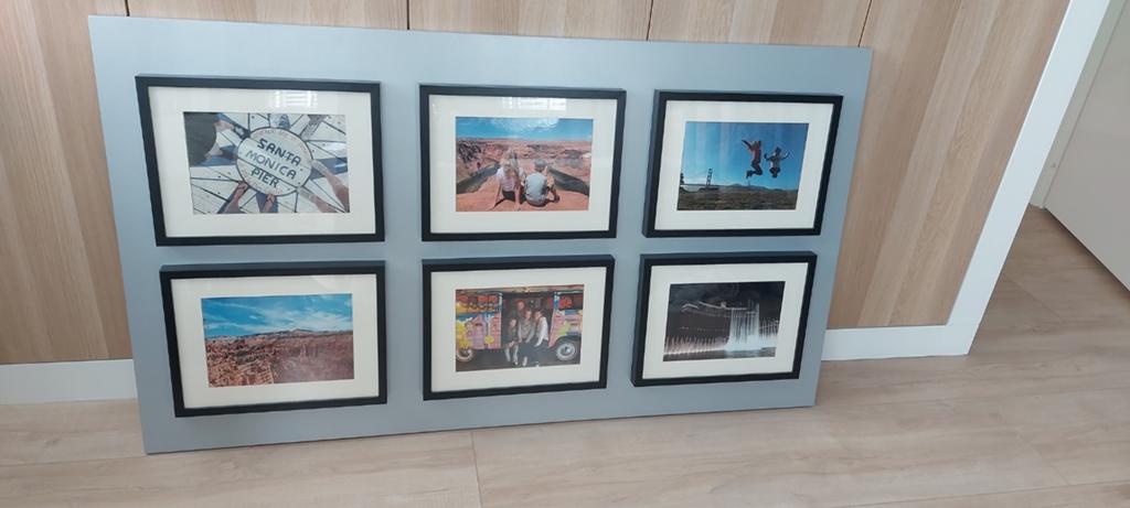 Wandpaneel met fotolijsten, Ophalen, 160 cm, Decoratieobject, Zo goed als nieuw