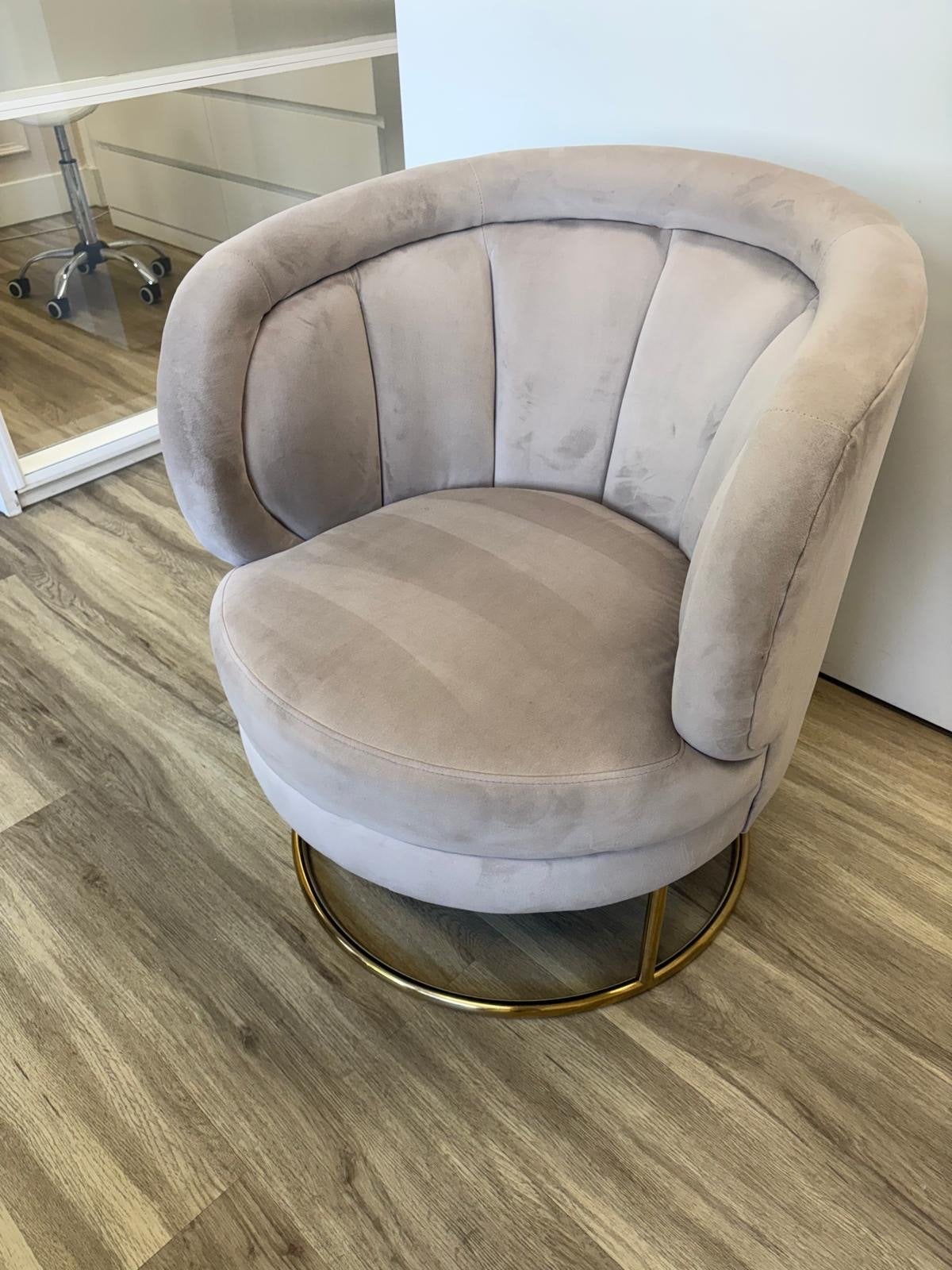 Luxe fauteuil Felicia in beige velours, Ophalen, Zo goed als nieuw, Stof, 75 tot 100 cm