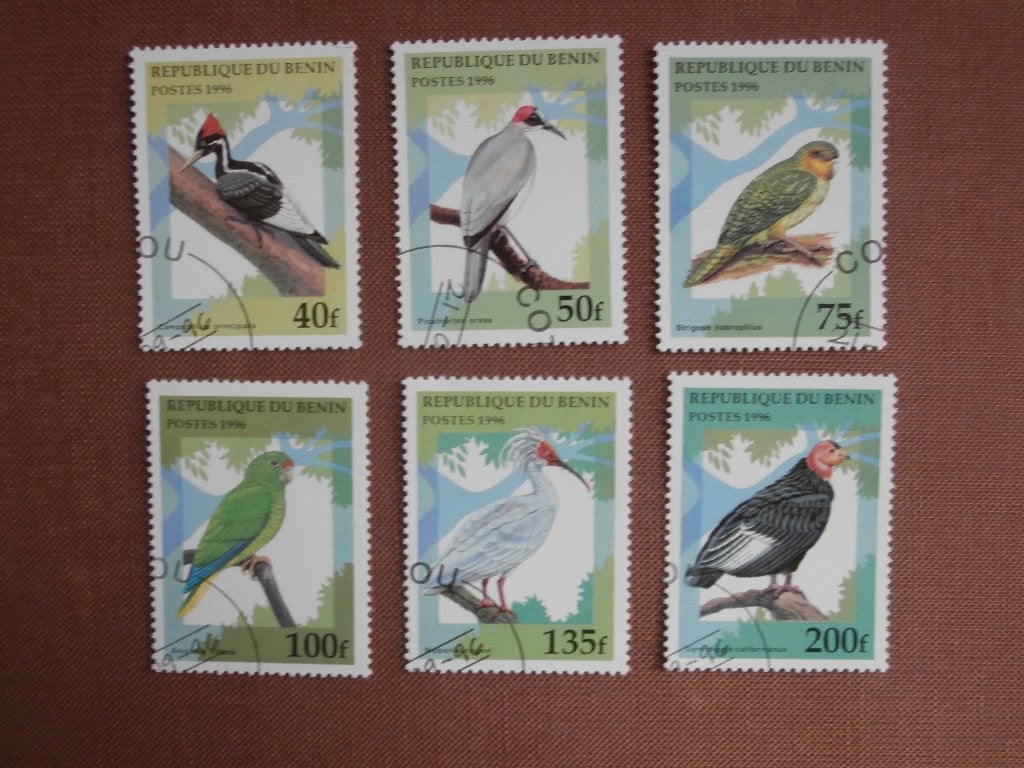 BENIN 1996; serie VOGELS, Verzenden, Gestempeld, Dier of Natuur