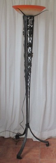 art deco smeedijzeren vloerlamp grote Schneider schaal 42, Ophalen