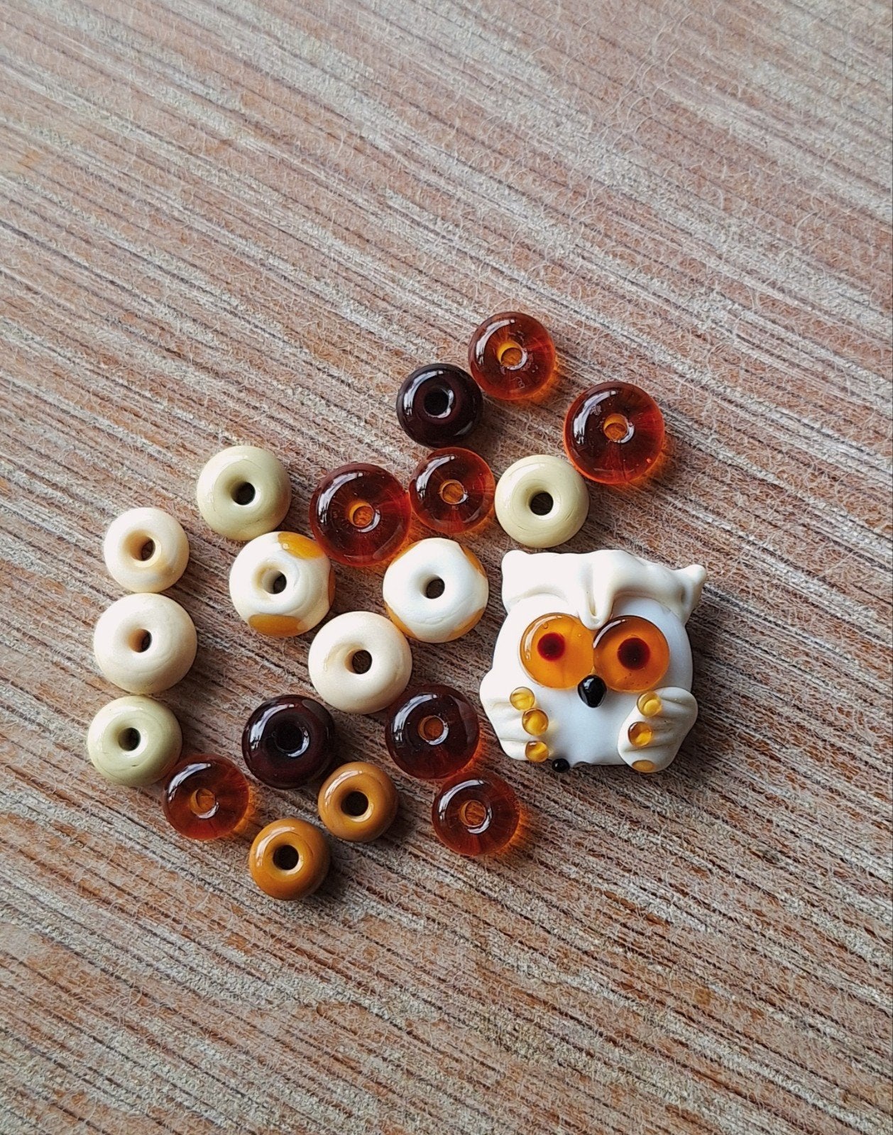 handgemaakte lampwork glaskraal " uil ", Verzenden, Nieuw, Kraal
