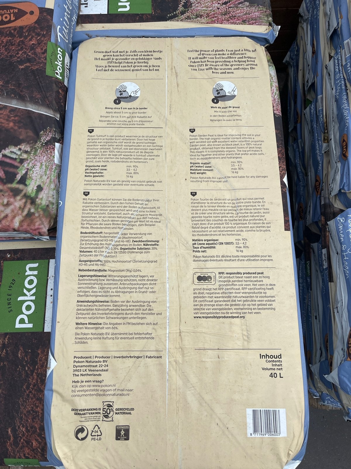 Pokon Tuinturf 40L - Voor een gezonde tuin, Ophalen of Verzenden, Tuinturf