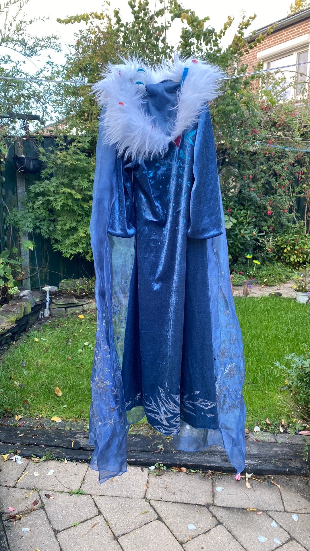blauwe Elsa (Frozen) prinsessenjurk kindermaat m, Ophalen of Verzenden, Gebruikt, Meisje