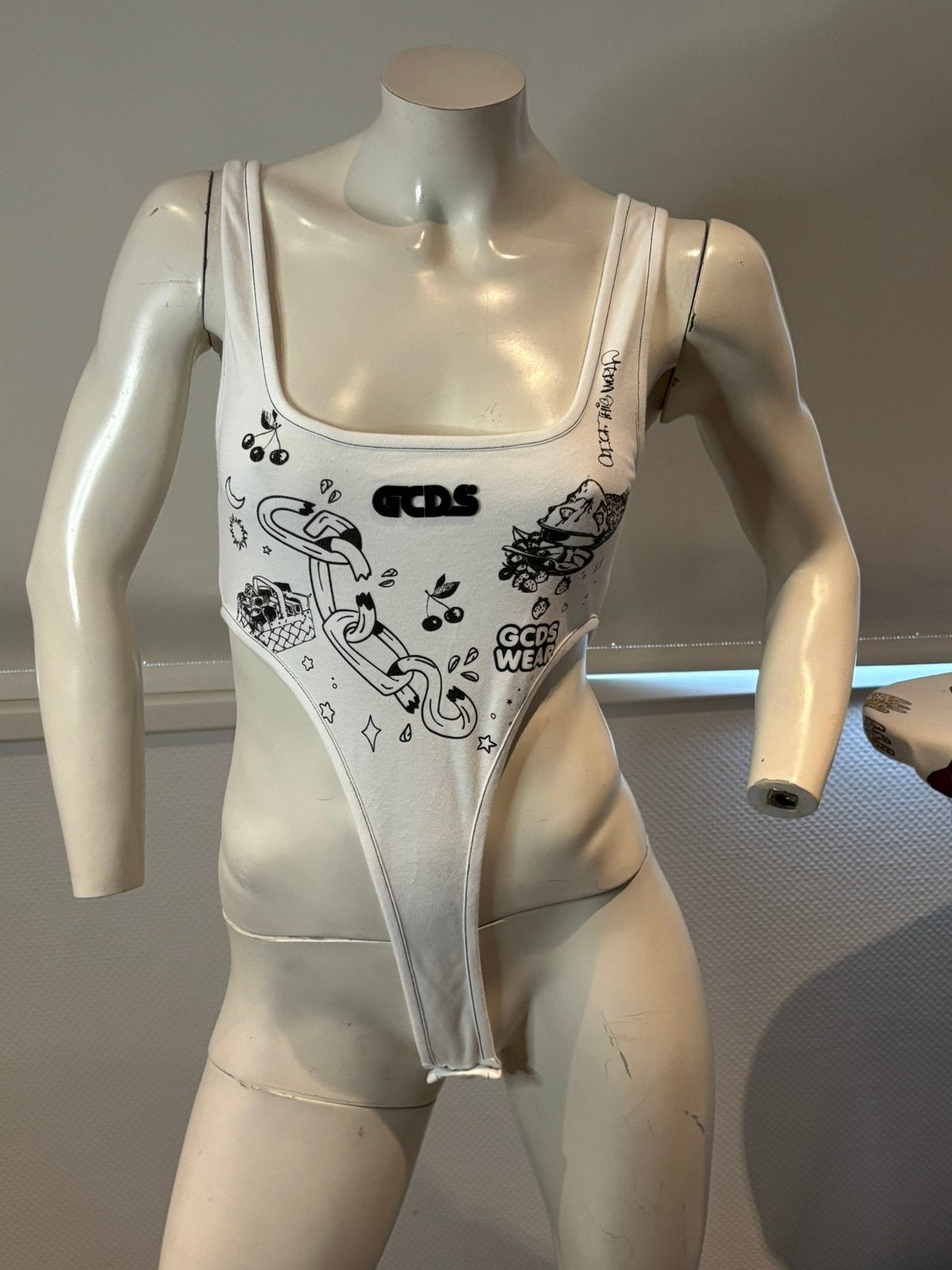 Msgm body met hoge zijkanten maat s, Kleding | Dames, Wit, Ophalen of Verzenden, Zo goed als nieuw, Maat 36 (S)
