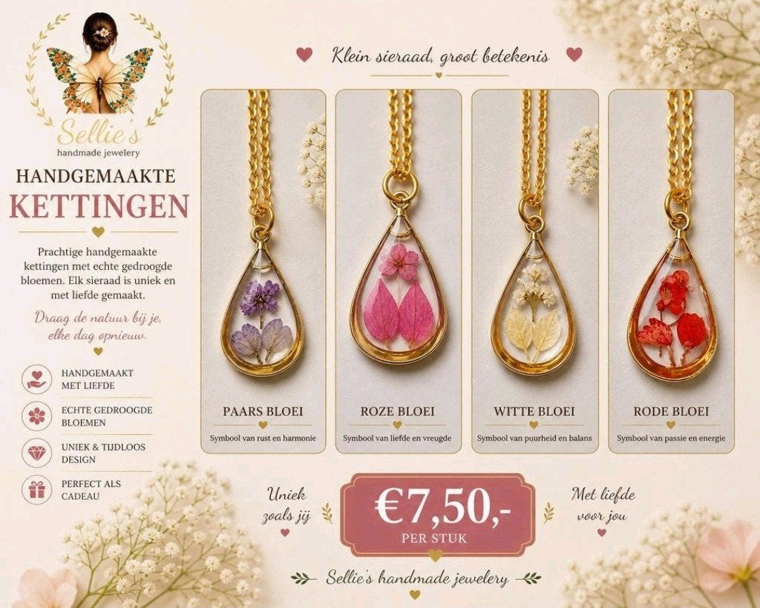 🦋 Sellie's handmade jewelery 🦋, Sieraden, Tassen en Uiterlijk, Kettingen, Ophalen of Verzenden, Nieuw, Overige materialen, Verstelbaar
