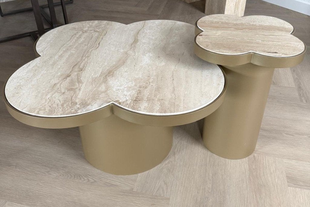 Organische salontafel + bijzettafel (bloemvorm), Ophalen, 3194DD, 50 tot 100 cm, Overige materialen