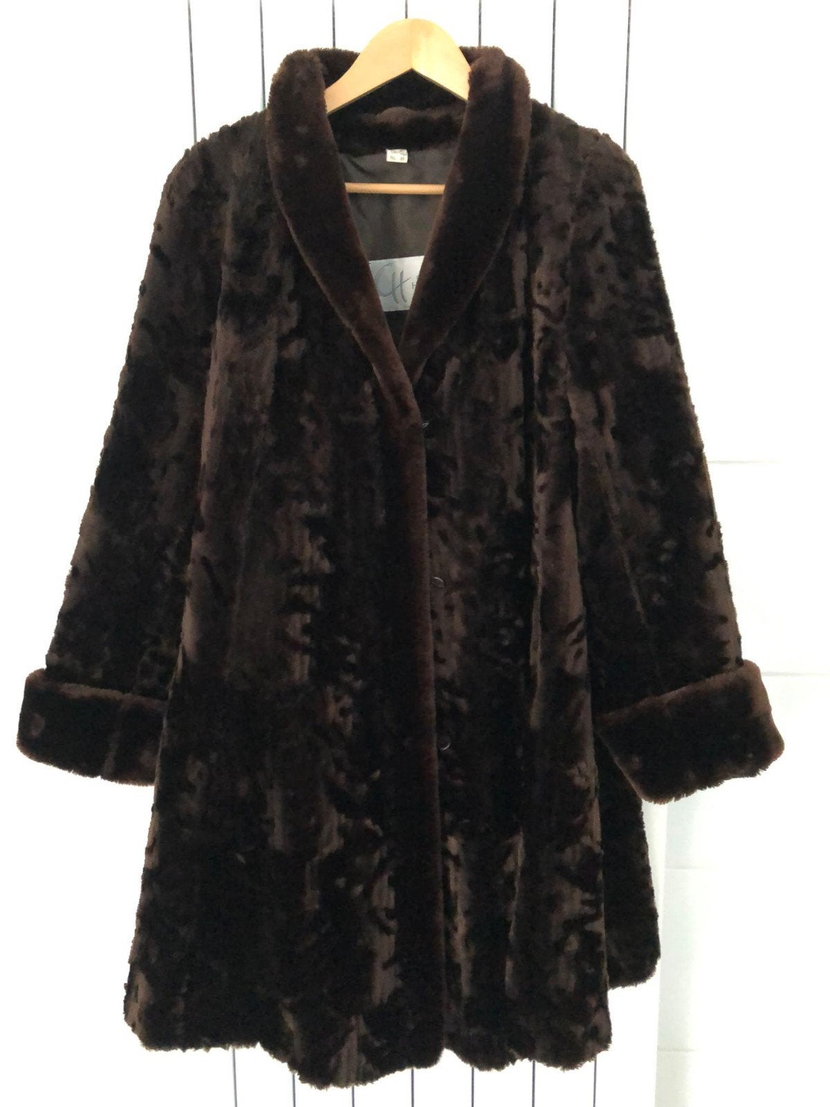 Vintage Couture Hélène faux fur Bontjas - Made in Belgium, Maat 38/40 (M), Bruin, Ophalen of Verzenden, Zo goed als nieuw