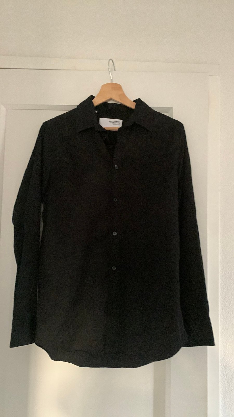 Zwart heren overhemd, Selected Homme, S/38, 1 keer gedragen, Ophalen of Verzenden, Zo goed als nieuw, Zwart