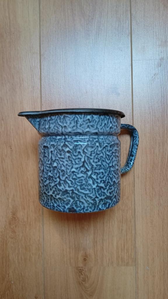 Melkkoker emaille grijs gewolkt, Ophalen of Verzenden