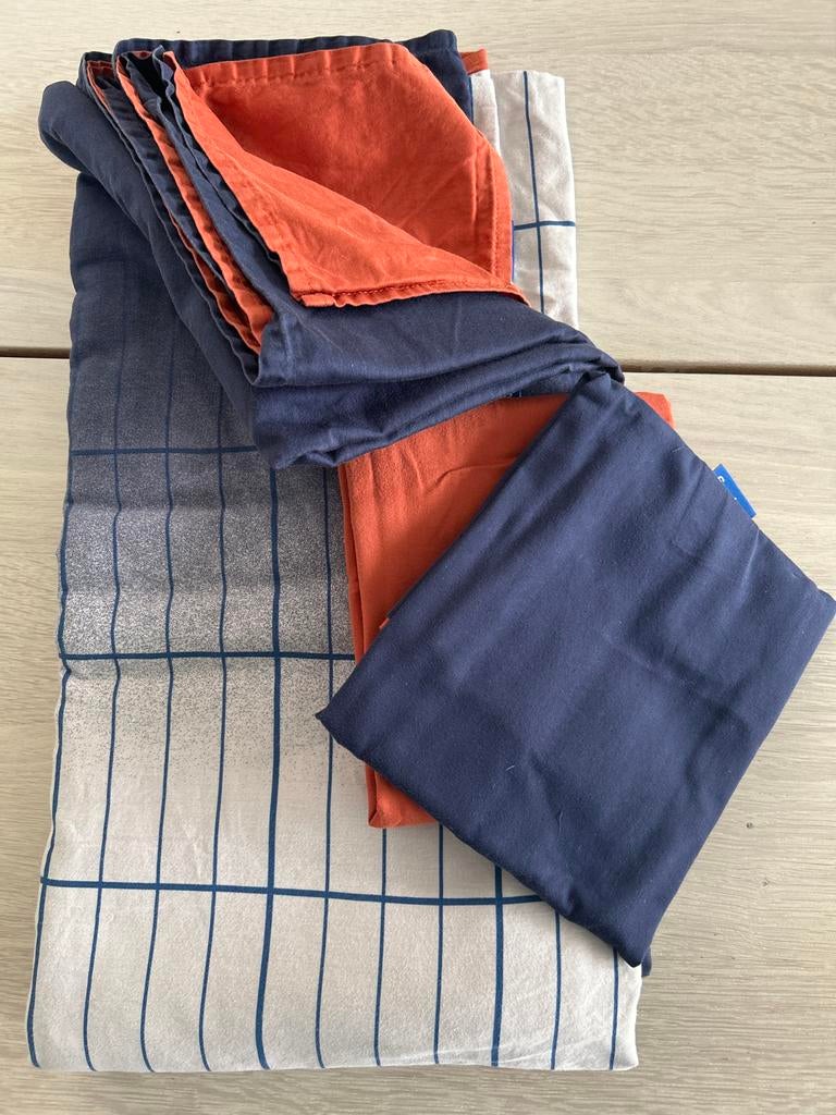 Auping Katoenen Dekbedovertrek Blauw/Gebroken Wit/Oranje 240, Huis en Inrichting, Slaapkamer | Beddengoed, Blauw, Dekbedovertrek