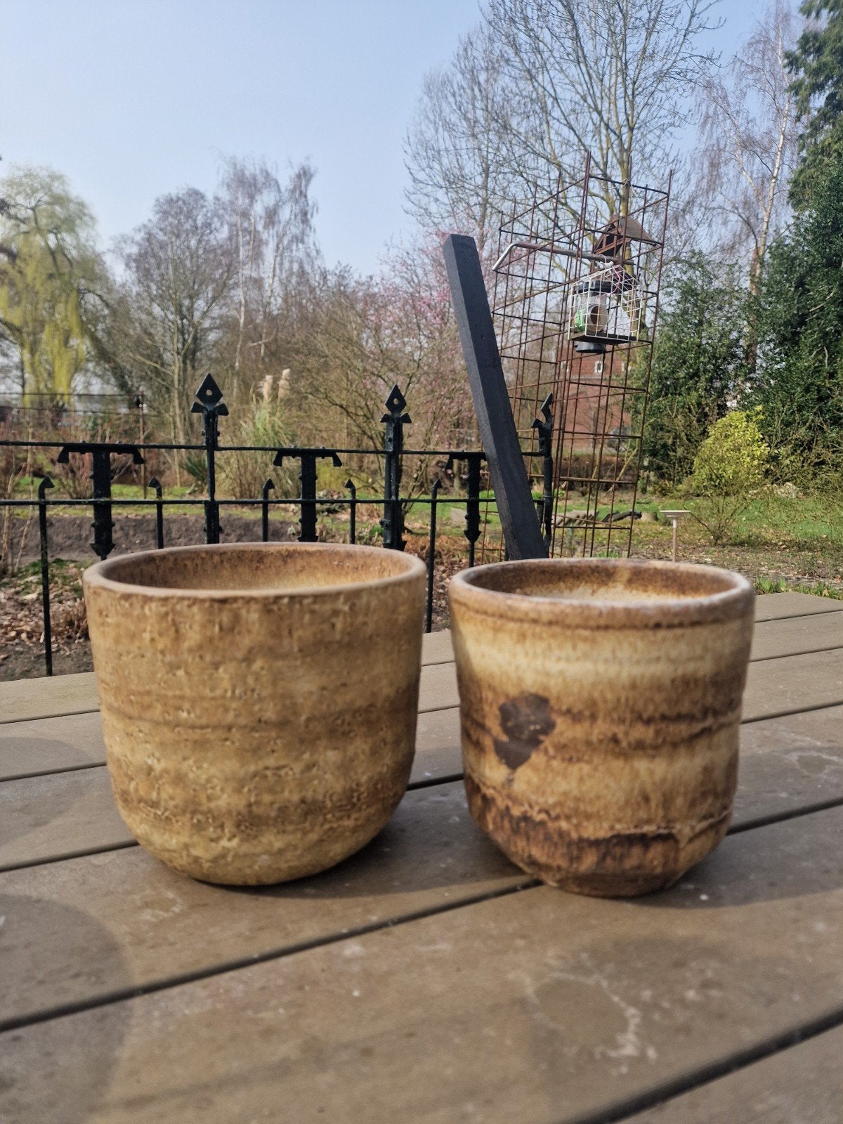 Retro vintage bloempot keramiek, Ophalen of Verzenden
