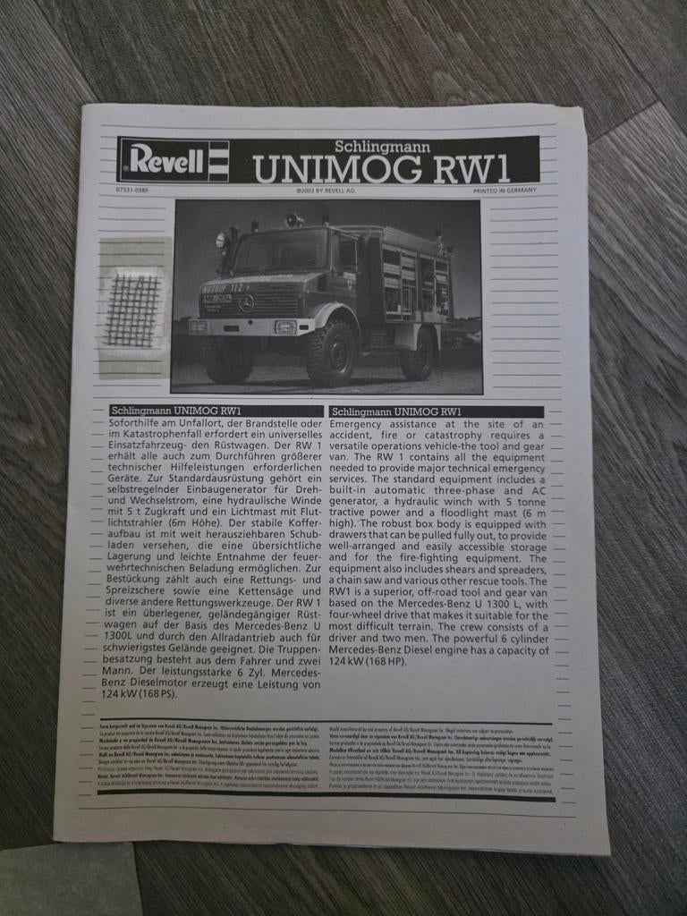 Revell Unimog RW1 Modelbouwkit - Begonnen, niet afgemaakt, Ophalen of Verzenden