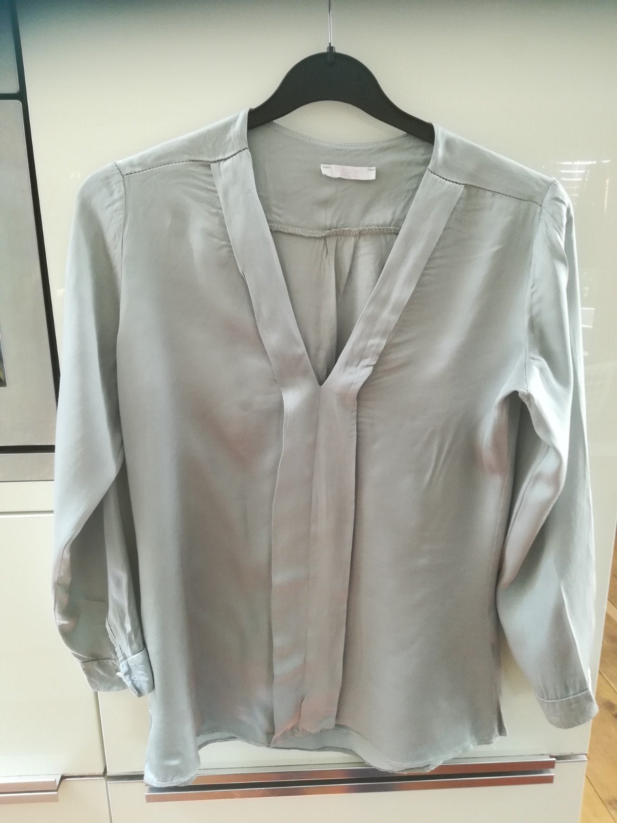 Licht blauw satijnen blouse/tuniekje. Maat M.  g. Ricceri, Maat 38/40 (M), Blauw, Ophalen of Verzenden, Zo goed als nieuw