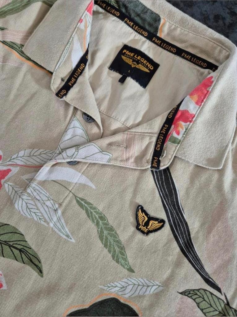 Pme Legend Pall Mall polo shirt Beige prints Maat L, Maat 52/54 (L), ., Beige, Ophalen of Verzenden