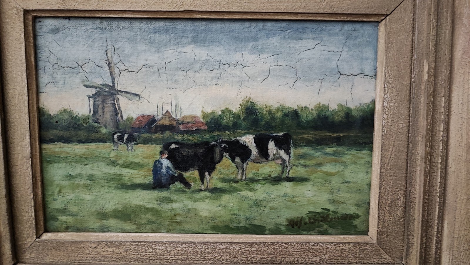Prachtig Schilderij Adriaan Groenewegen (1874-1963) – Koeien, Ophalen